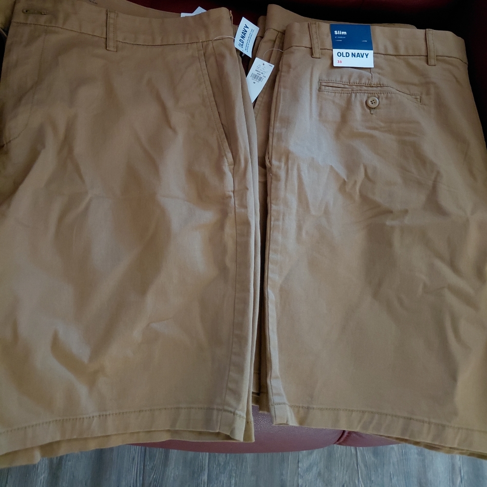 Old Navy Khaki/Brown School Uniform Shorts, Sz 38 Slim $11 each NEW  UNISEX